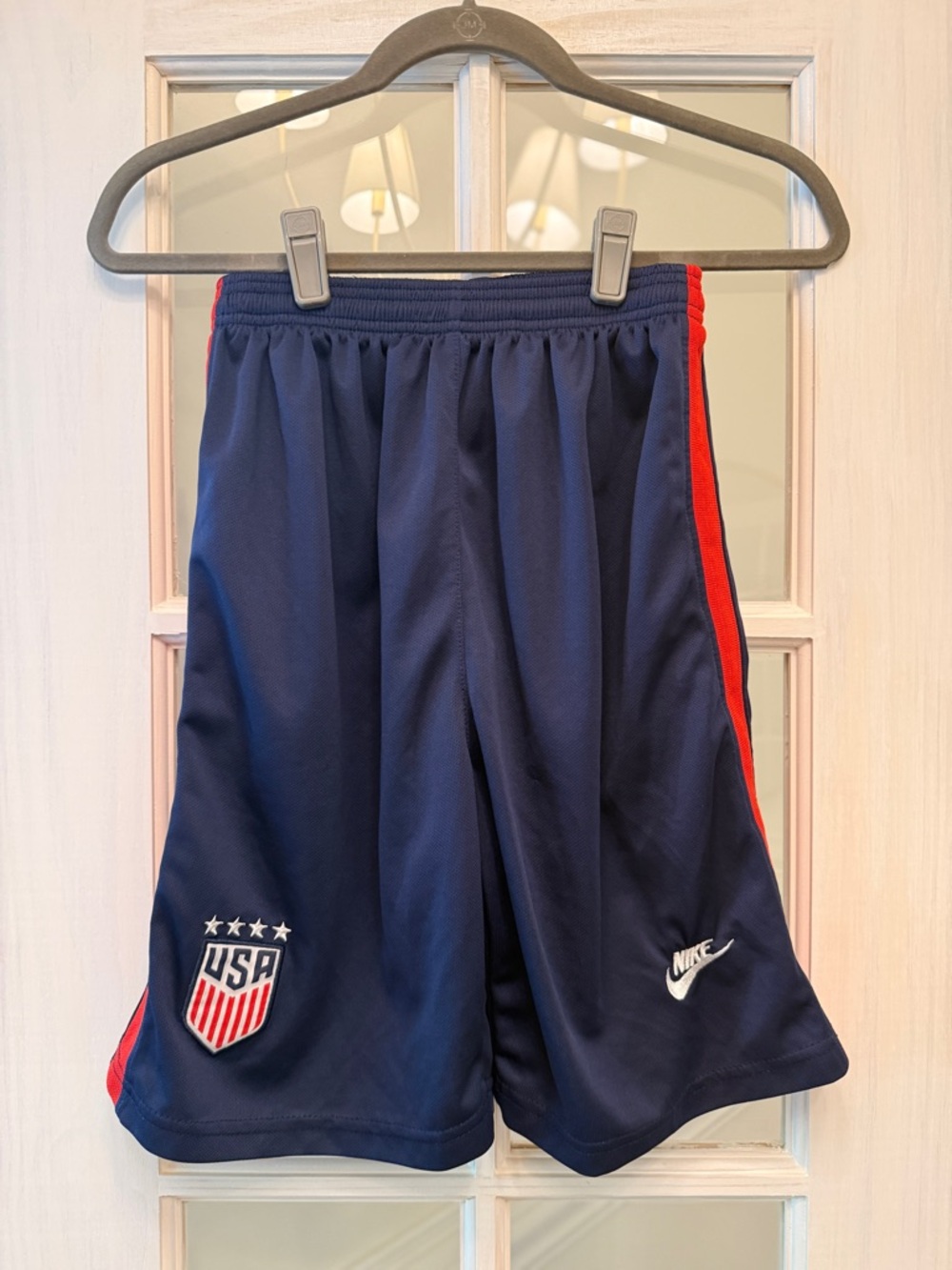 Nike USA Navy Athletic Soccer Shorts with Red Trim